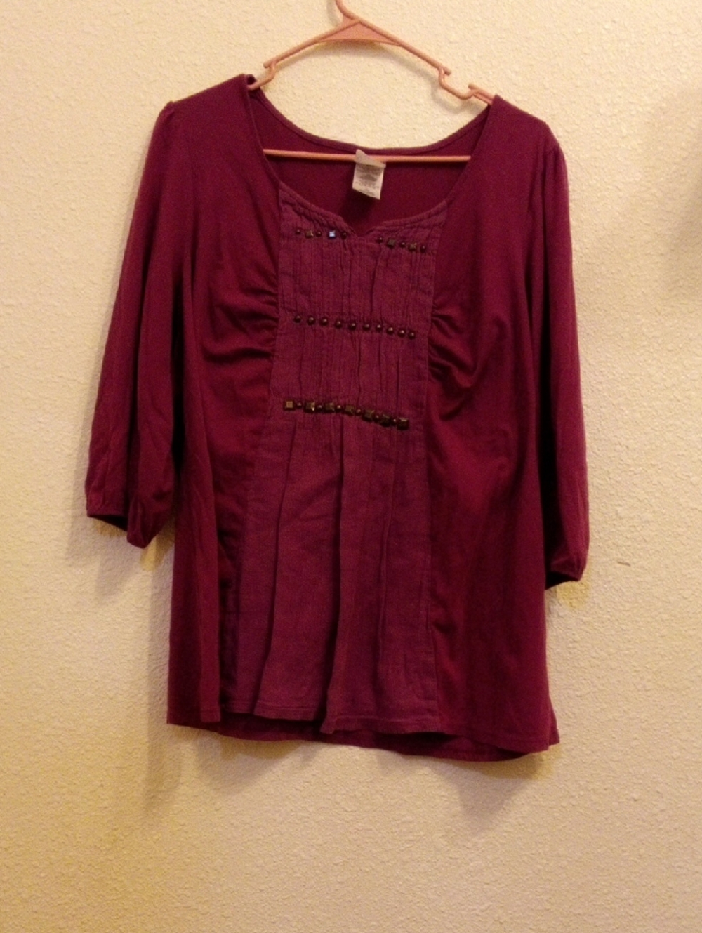 Just My Size Plum Scoop-Neck Embellished Tunic